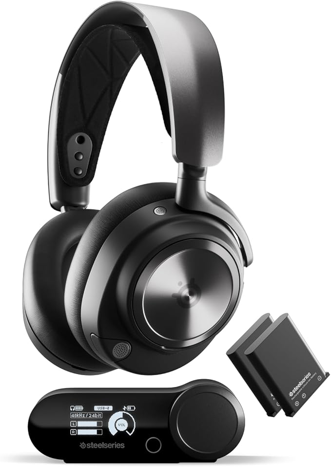 SteelSeries Arctis Nova Pro Wireless Multi-System Gaming Headset - Premium Hi-Fi Drivers - Active Noise Cancellation - Infinity Power System - Stealth Retractable Mic - PC, PS5/PS4, Switch, Mobile